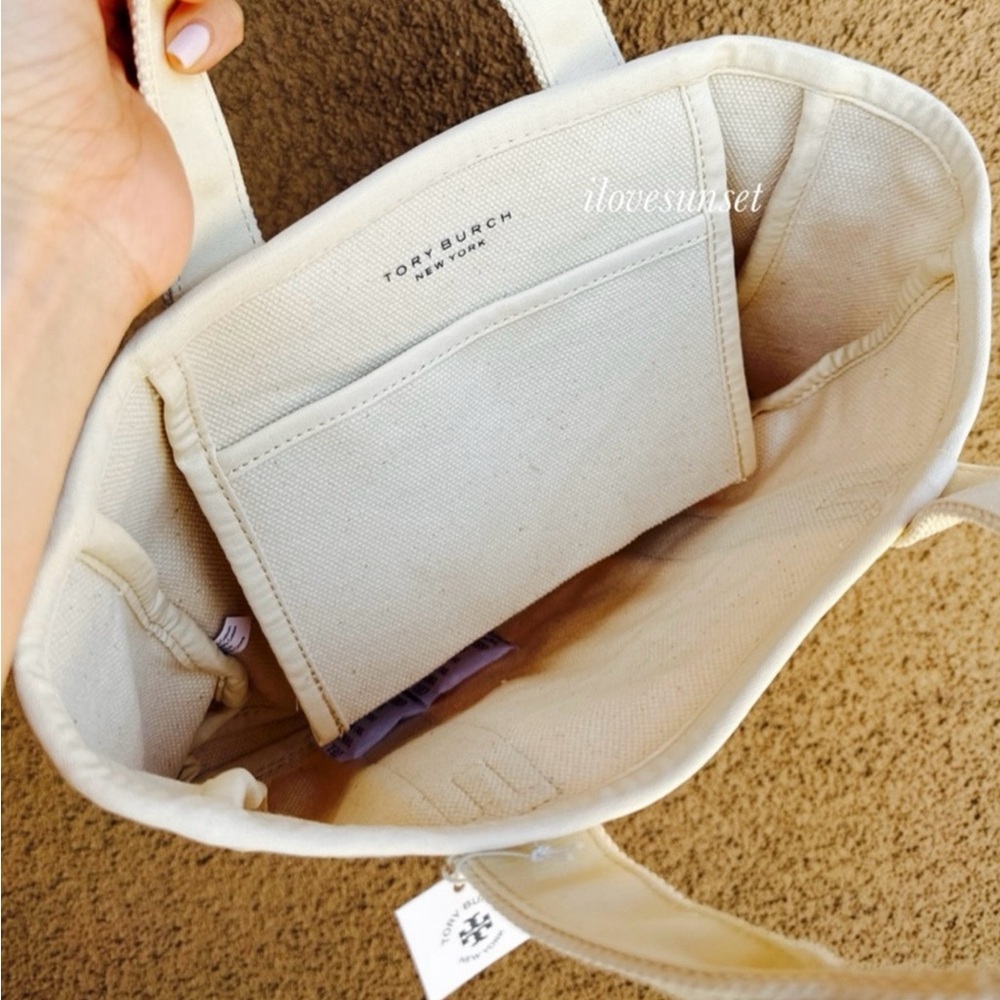 ‼️WOW‼️(Tory Burch} Natural Canvas Tote Bag - Double Top Handle for Beach tote‼️ - Picture 4 of 10